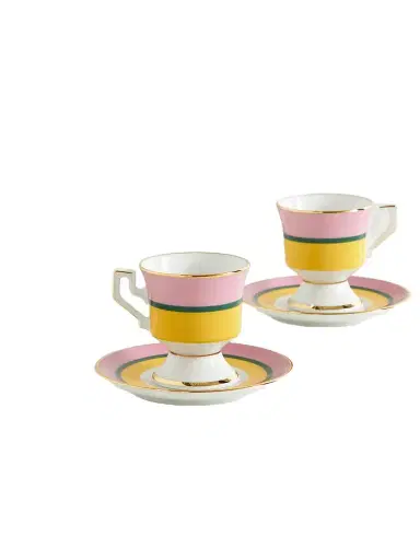 La DoubleJ Set Of Two Gold-plated Porcelain Espresso Cups And Saucers | Thumbnail 1 La DoubleJ Set Of Two Gold-plated Porcelain Espresso Cups And Saucers | Thumbnail 1