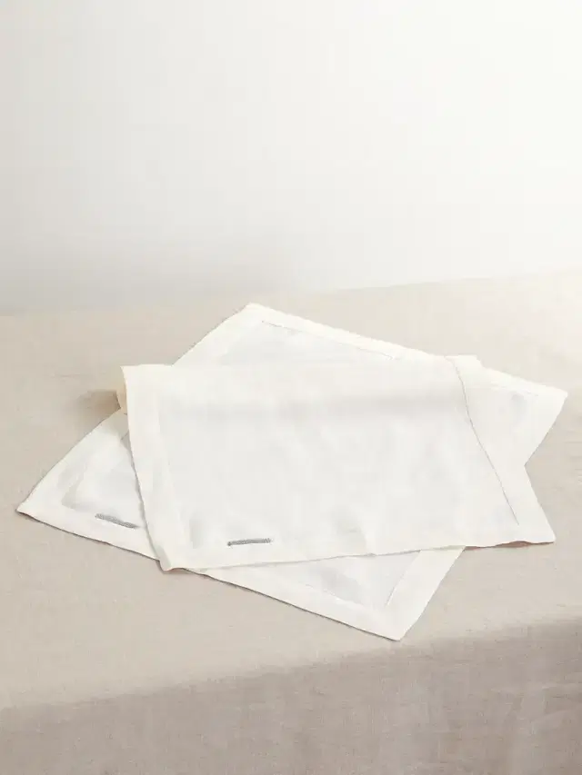 Set Of Two Bead-embellished Linen Placemats