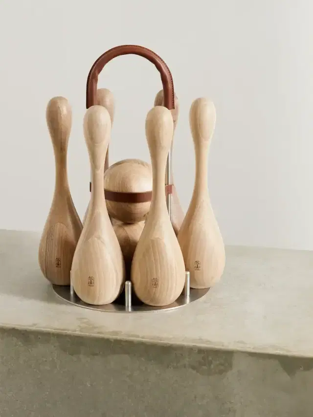 Brunello Cucinelli Leather-trimmed Wood Skittles Set