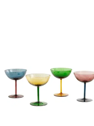 La DoubleJ Rainbow Set Of Four Murano Glass Champagne Coupes | Thumbnail 1 La DoubleJ Rainbow Set Of Four Murano Glass Champagne Coupes | Thumbnail 1