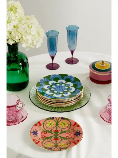 La DoubleJ Set Of Six Gold-plated Porcelain Dessert Plates | Thumbnail 2
