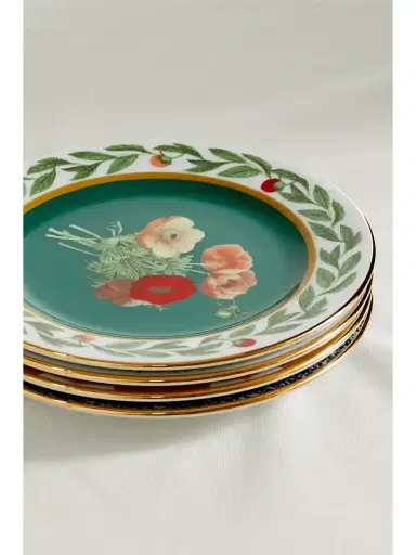 La DoubleJ Set Of Six Gold-plated Porcelain Dessert Plates | Thumbnail 3