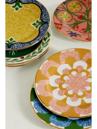 La DoubleJ Set Of Six Gold-plated Porcelain Dessert Plates | Thumbnail 4