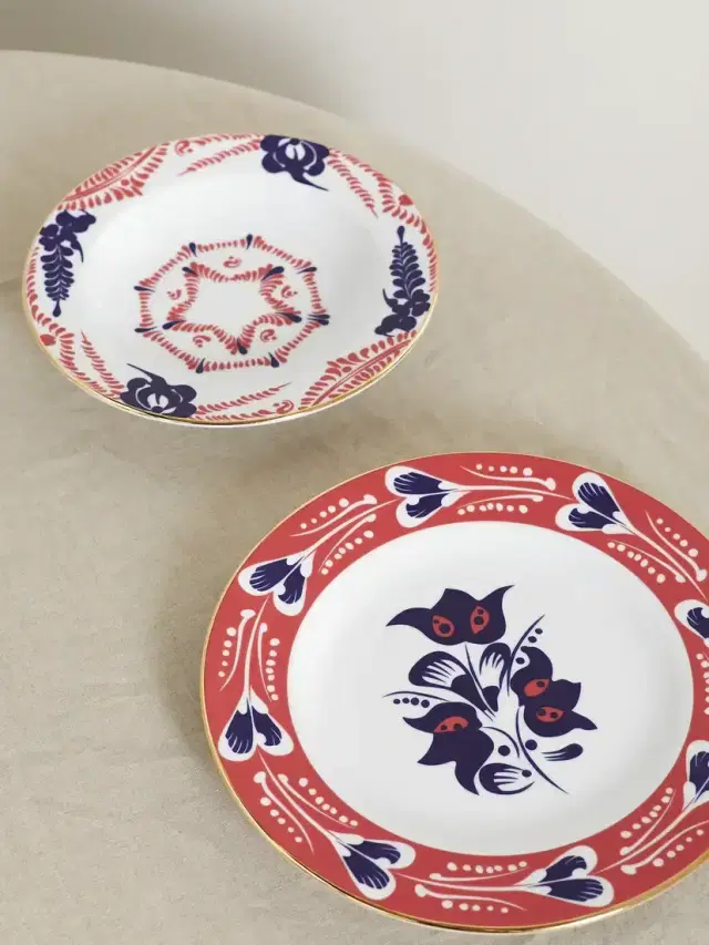 Gold-plated Porcelain Soup Bowl And Dinner Plate Set