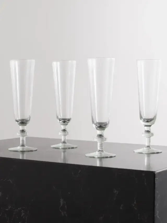 Avenell Set Of Four Recycled Glass Champagne Flutes