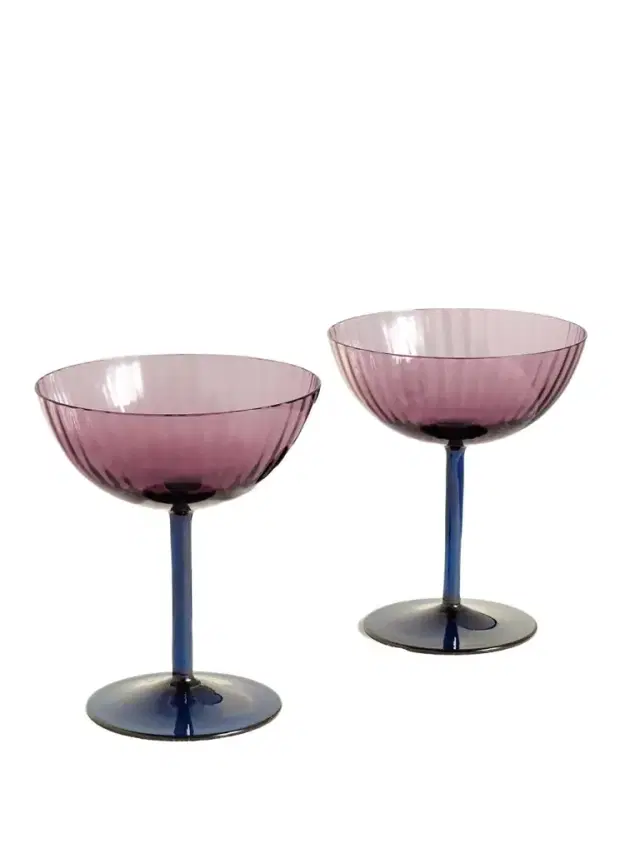 Set Of Two Murano Glass Champagne Coupes