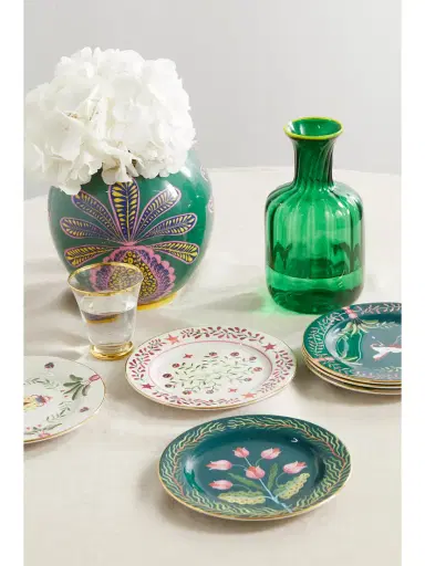 La DoubleJ Set Of Six Gold-plated Porcelain Dessert Plates | Thumbnail 2