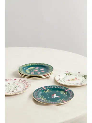 La DoubleJ Set Of Six Gold-plated Porcelain Dessert Plates | Thumbnail 3
