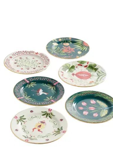 La DoubleJ Set Of Six Gold-plated Porcelain Dessert Plates | Thumbnail 1