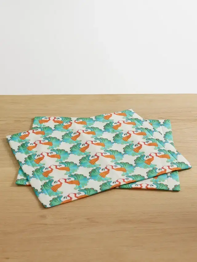 Set Of Two Printed Linen Placemats