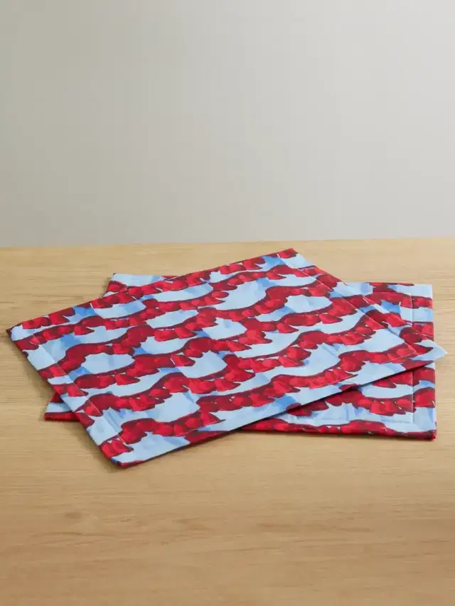 Set Of Two Printed Linen Placemats