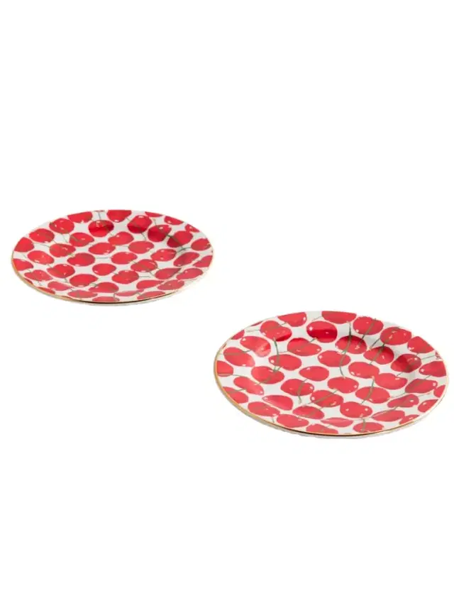 Set Of Two Gold-plated Porcelain Dessert Plates