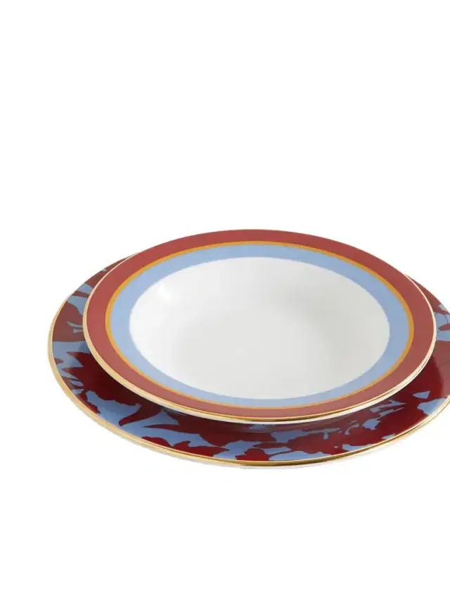 La DoubleJ Gold-plated Porcelain Soup And Dinner Plate Set
