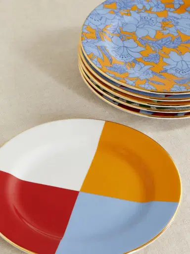 La DoubleJ Set Of Six Gold-plated Porcelain Dessert Plates | Thumbnail 3