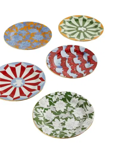 La DoubleJ Set Of Six Gold-plated Porcelain Dessert Plates | Thumbnail 1