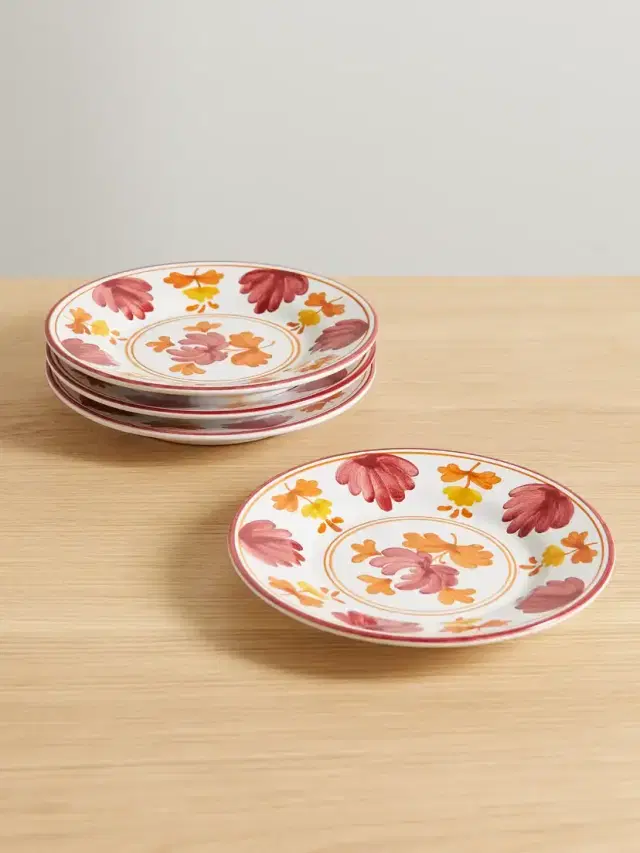Blossom Set Of Four Painted Ceramic Dessert Plates