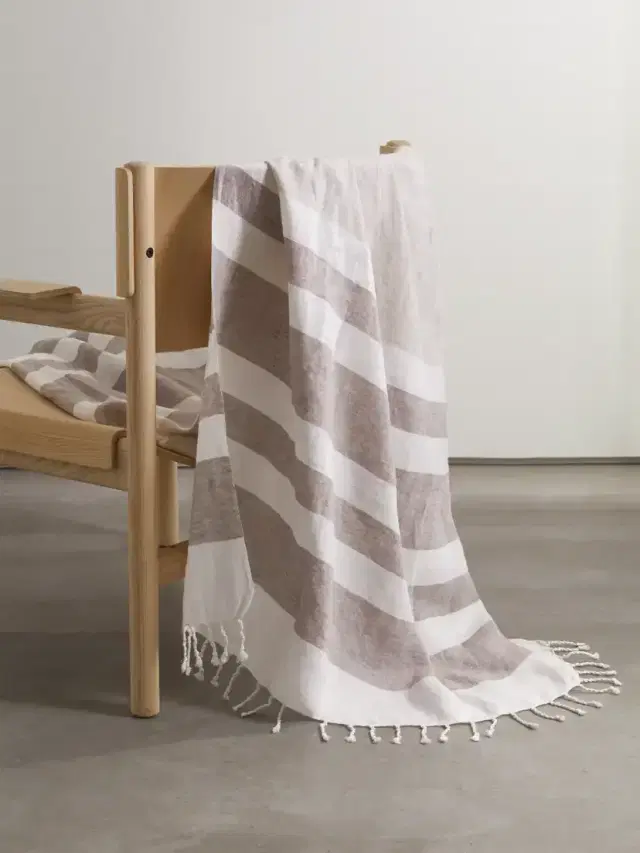 Brunello Cucinelli Fringed Striped Linen-blend Blanket