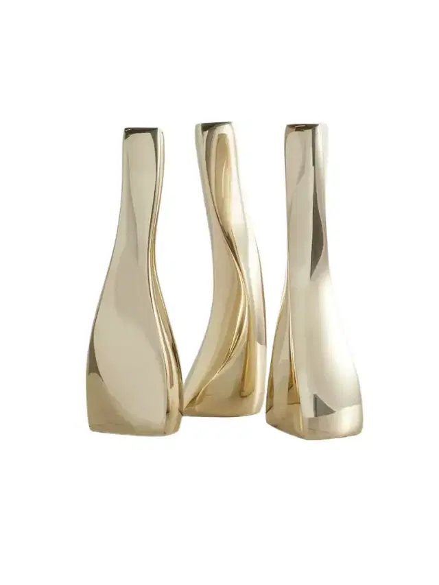 Set Of Three Gold-tone Candlesticks