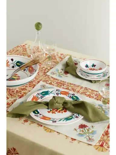 Cabana Benaki Set Of Two Embroidered Printed Linen Placemats | Thumbnail 2 Cabana Benaki Set Of Two Embroidered Printed Linen Placemats | Thumbnail 2