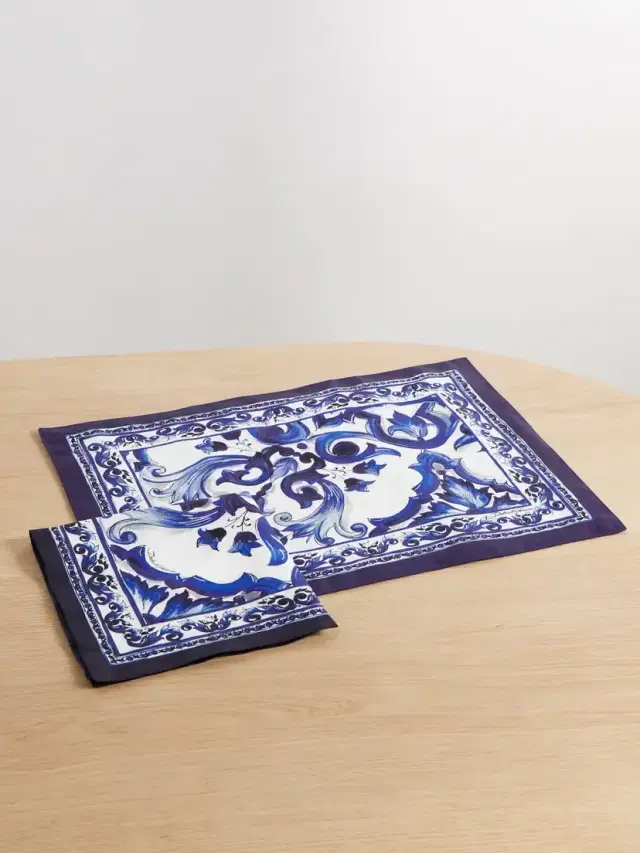 Printed Linen Placemat And Napkin Set