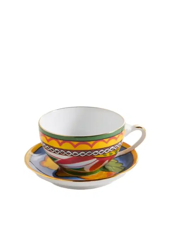 Printed Porcelain Tea Cup And Saucer Set