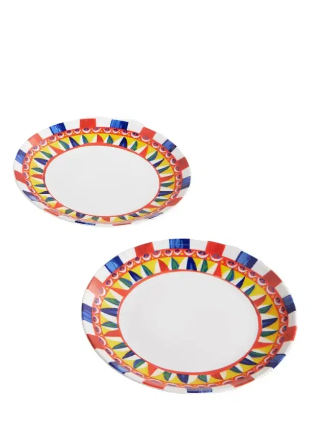 Set Of Two Painted Porcelain Dinner Plates