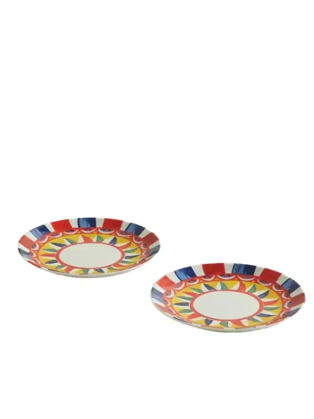 Set Of Two Printed Porcelain Dessert Plates
