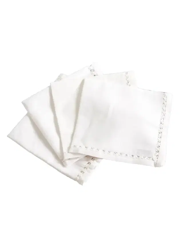 Gohar World Set Of Four Lace-trimmed Cotton And Linen-blend Napkins