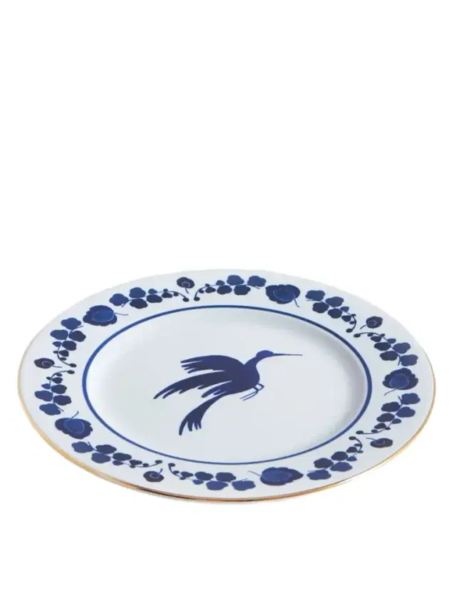 La DoubleJ 31cm Gold-plated Painted Porcelain Charger Plate