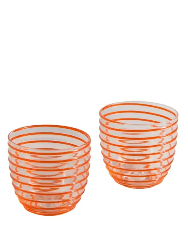 A Filo Goto Set Of Two Striped Glass Tumblers