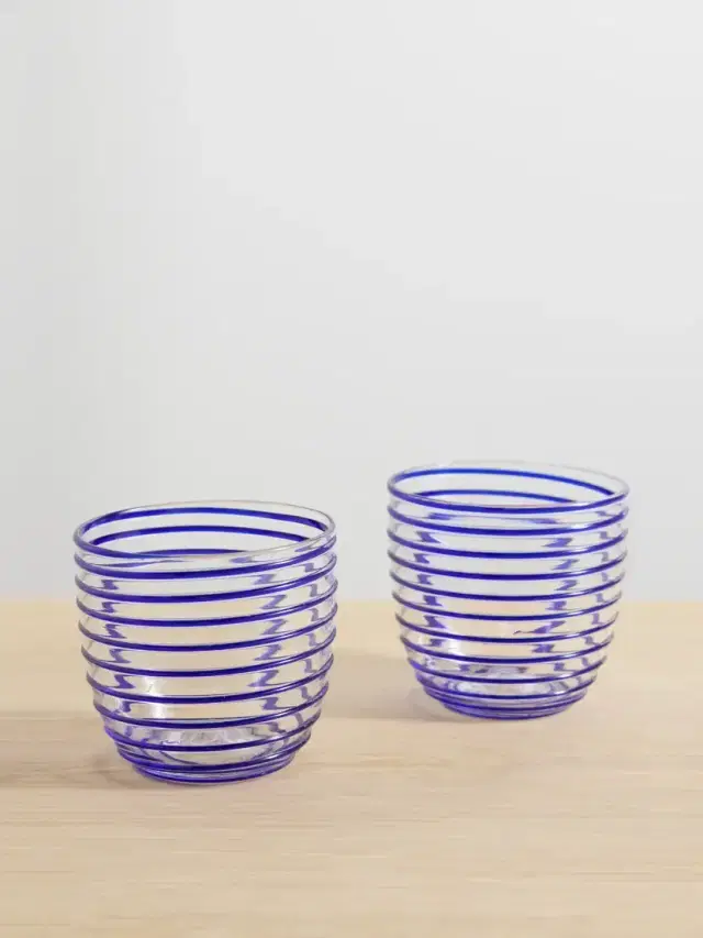 A Filo Goto Set Of Two Striped Glass Tumblers