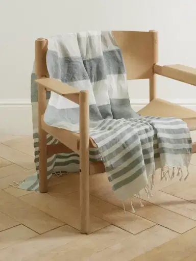 Brunello Cucinelli Fringed Striped Linen Throw | Thumbnail 1 Brunello Cucinelli Fringed Striped Linen Throw | Thumbnail 1