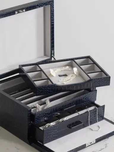 Smythson Mara Croc-effect Leather Jewelry Box | Thumbnail 2
