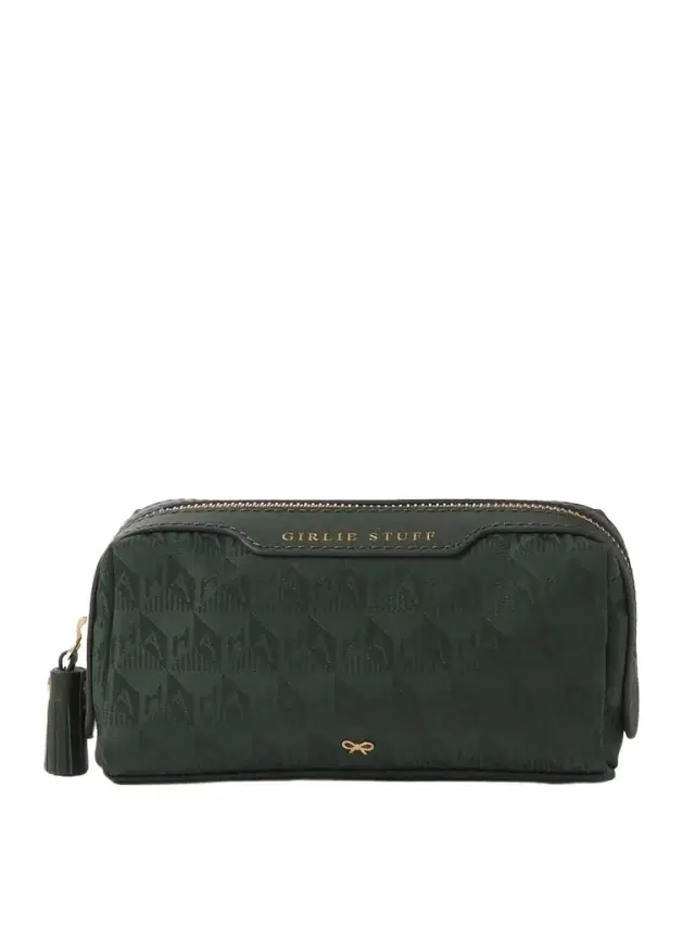 Girlie Stuff Textured Leather-trimmed Econyl®-jacquard Cosmetics Case
