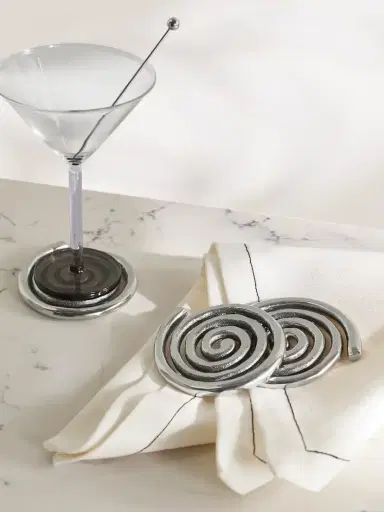 Sophie Lou Jacobsen + Etagere Spiral Set Of Eight Nickel-plated Coasters | Thumbnail 2 Sophie Lou Jacobsen + Etagere Spiral Set Of Eight Nickel-plated Coasters | Thumbnail 2