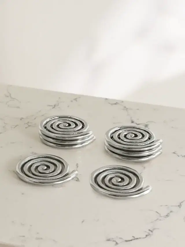 Sophie Lou Jacobsen + Etagere Spiral Set Of Eight Nickel-plated Coasters