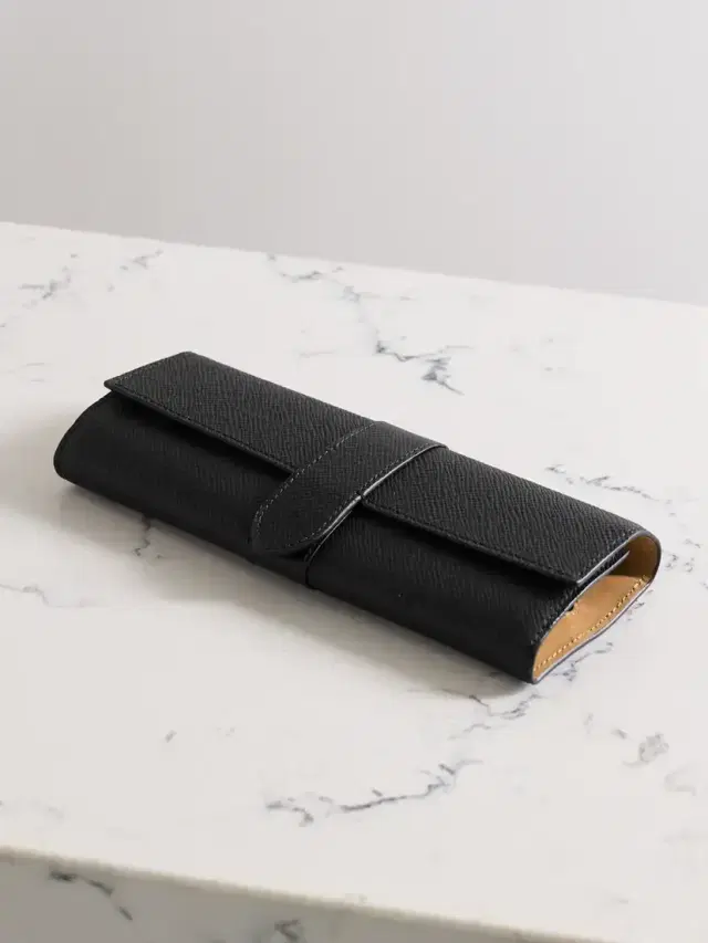 Smythson Panama Small Textured-leather Jewelry Roll