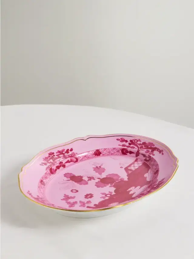 Antico Doccia 34cm Gold-plated Porcelain Oval Platter