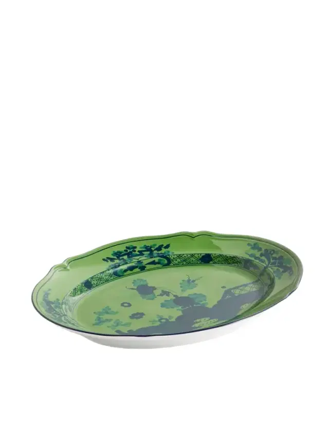 Antico Doccia 34cm Gold-plated Porcelain Oval Platter