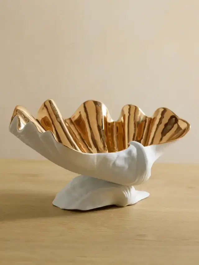 L'Objet Neptune Extra Large Gold-plated Porcelain Bowl