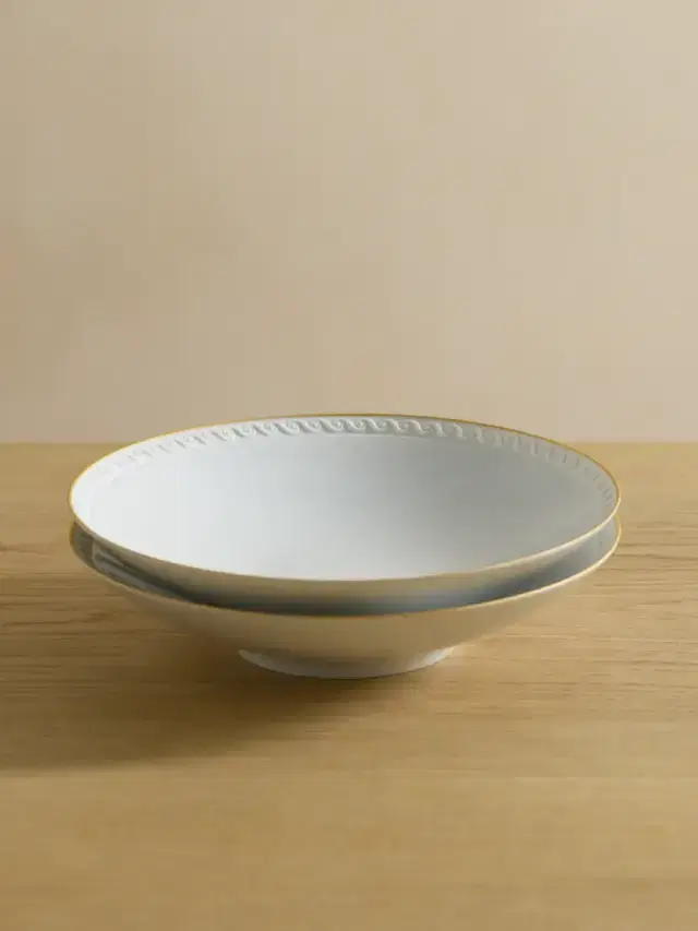 Neptune Set Of Two Gold-plated Porcelain Soup Plates