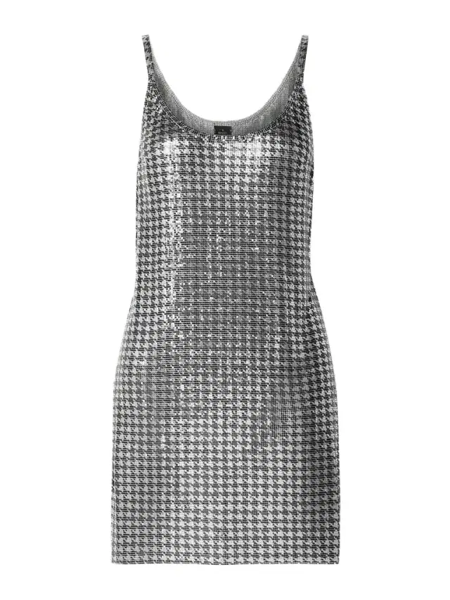Houndstooth Chainmail Mini Dress