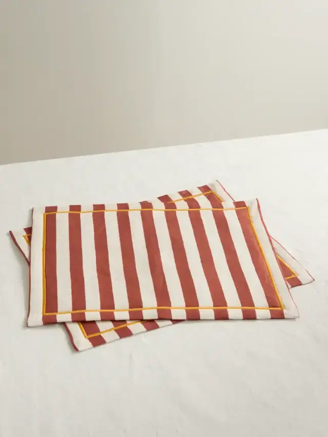 La DoubleJ Set Of Two Printed Linen Placemats