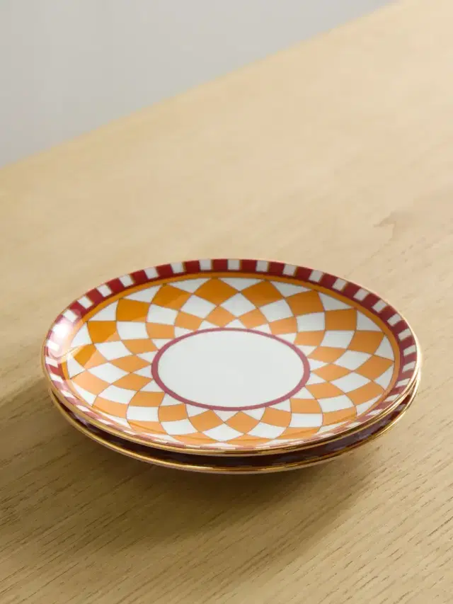La DoubleJ Set Of Two Gold-plated Porcelain Side Plates