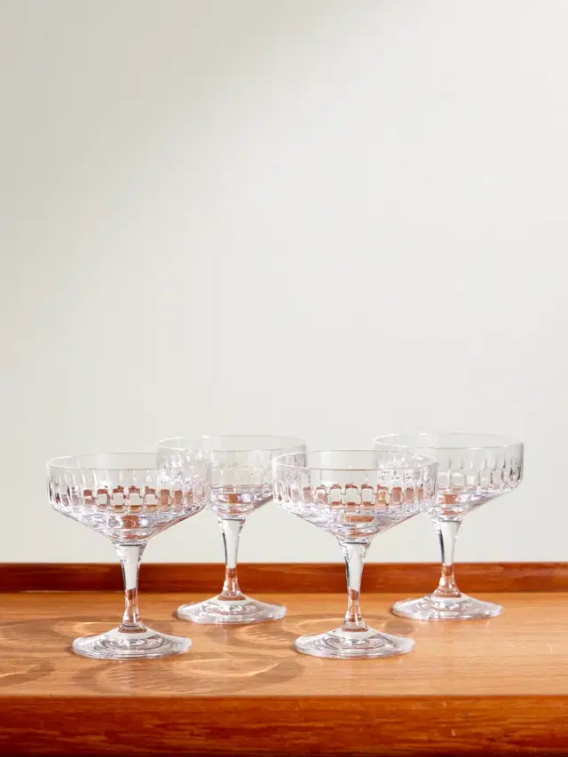 Roebling Set of Four Crystal Champagne Coupes - Men