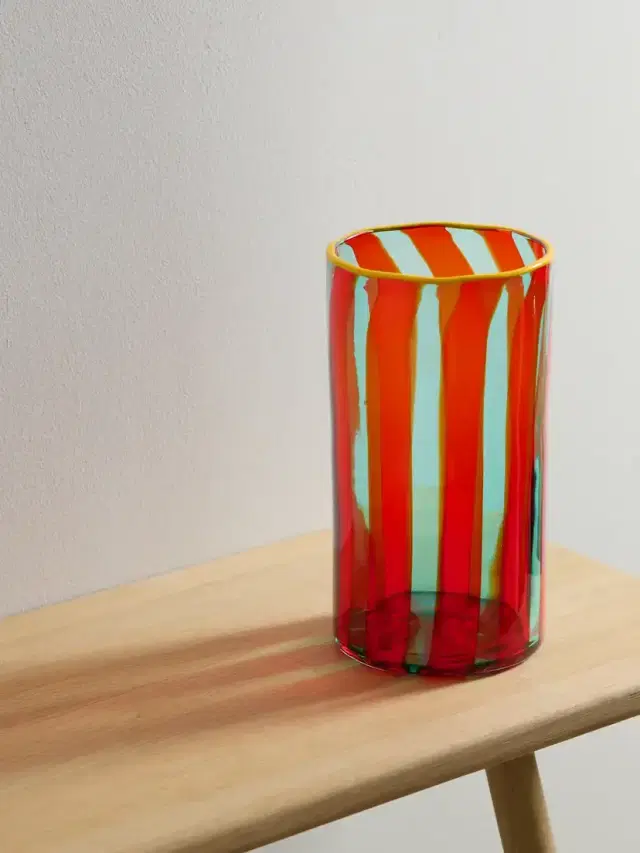 Torre Striped Murano Glass Vase