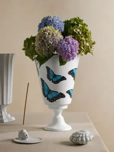 Astier De Villatte + John Derian Blue Butterflies Printed Ceramic Vase | Thumbnail 2