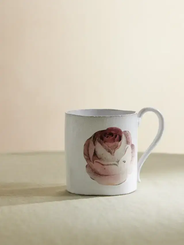 + John Derian Rose And Insect Glazed Ceramic Mug