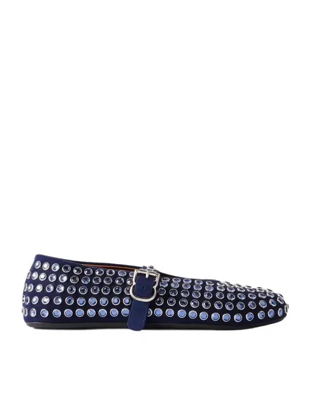Crystal-embellished Suede Ballet Flats