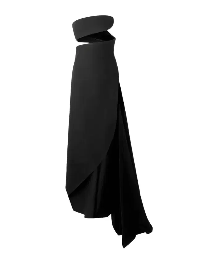 Alaïa Spiral Strapless Bustier Silk And Wool-blend Gown